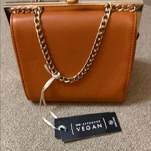 Vegan Leather Mini Bag with Gold Chain